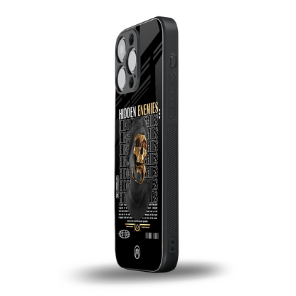 hidden enemies back phone cover | glass case for iphone 16 pro max
