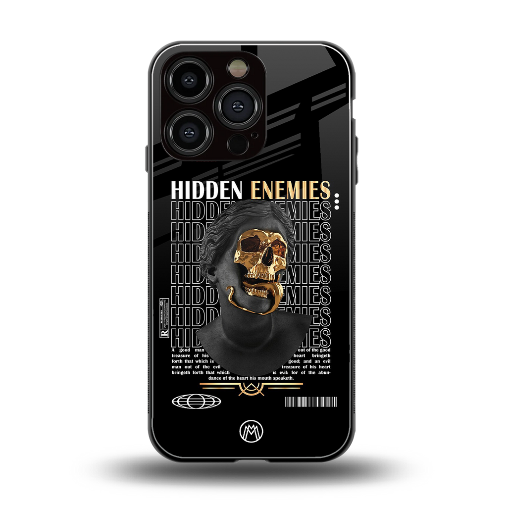 hidden enemies back phone cover | glass case for iphone 16 pro