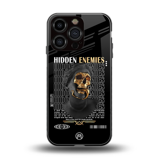 hidden enemies back phone cover | glass case for iphone 16 pro