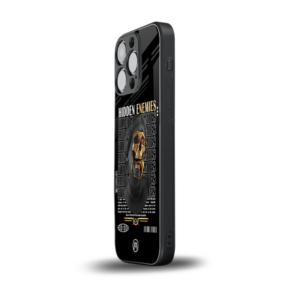 hidden enemies back phone cover | glass case for iphone 16 pro