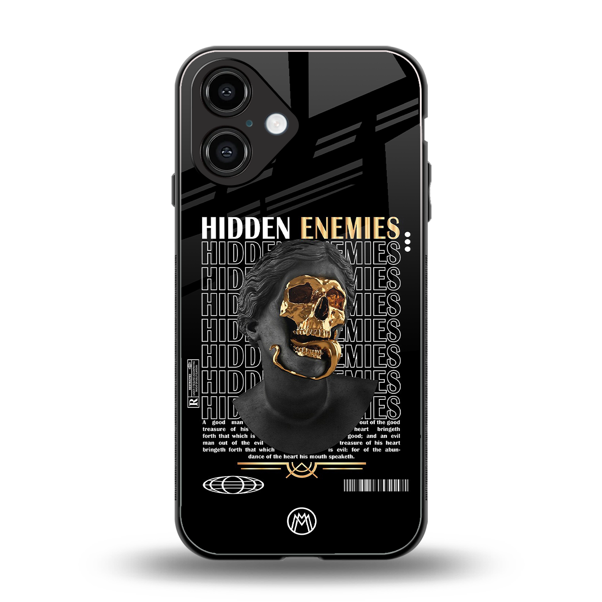 hidden enemies back phone cover | glass case for iphone 16