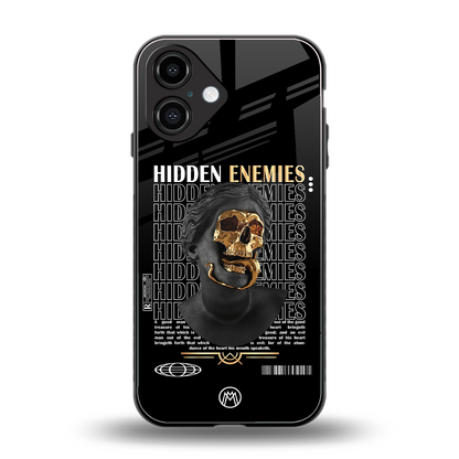 hidden enemies back phone cover | glass case for iphone 16