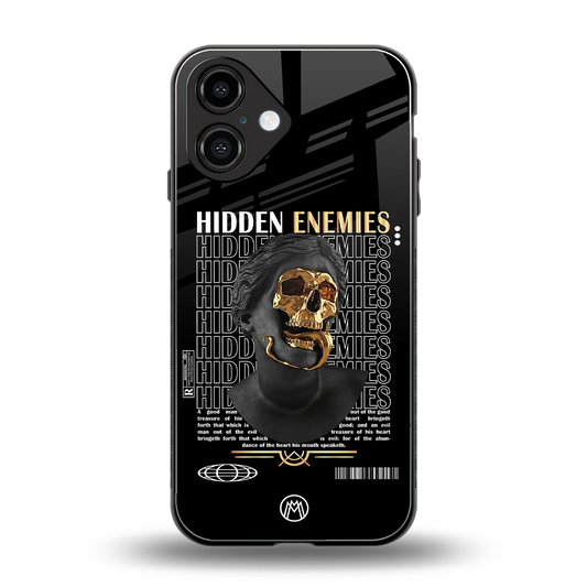 hidden enemies back phone cover | glass case for iphone 16