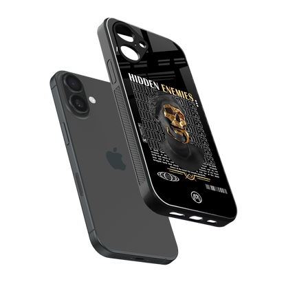hidden enemies back phone cover | glass case for iphone 16