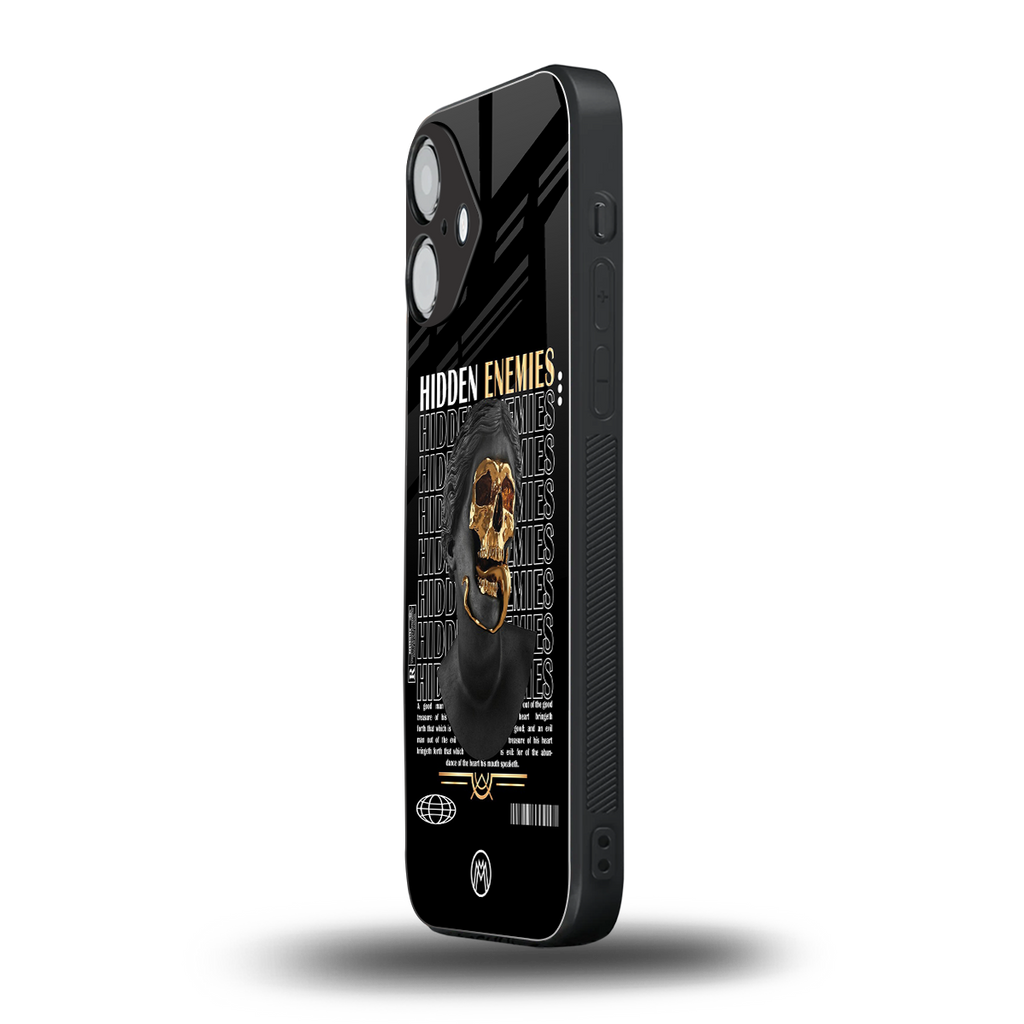 hidden enemies back phone cover | glass case for iphone 16