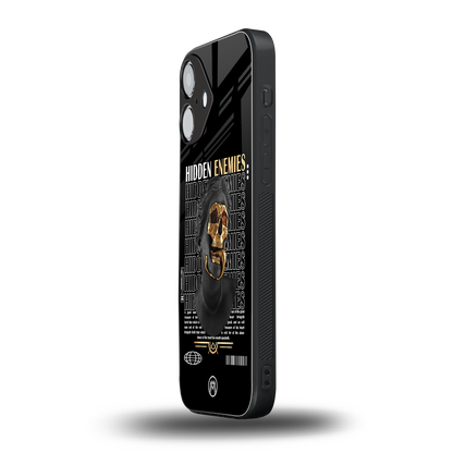 hidden enemies back phone cover | glass case for iphone 16