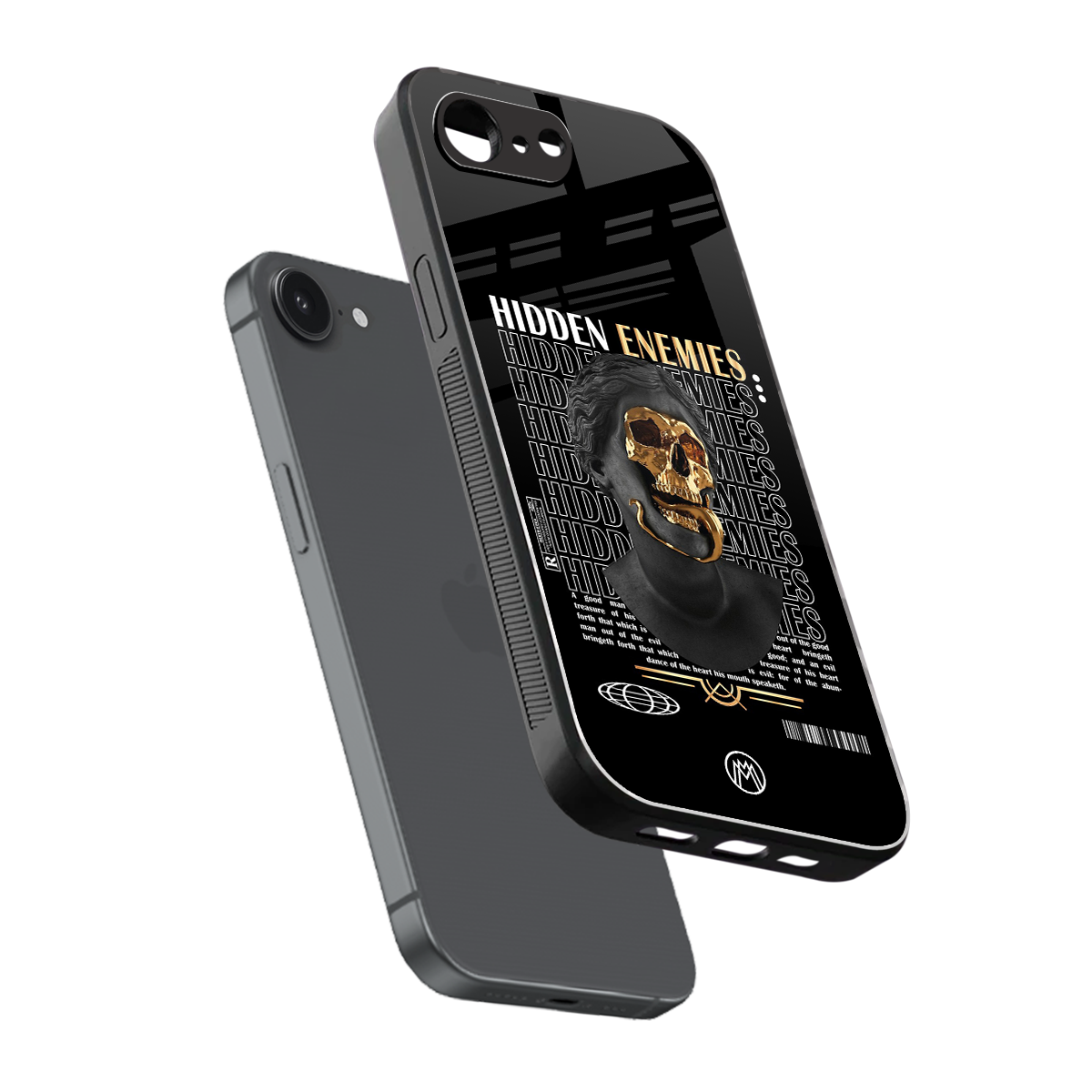 hidden enemies back phone cover | glass case for iphone 16e