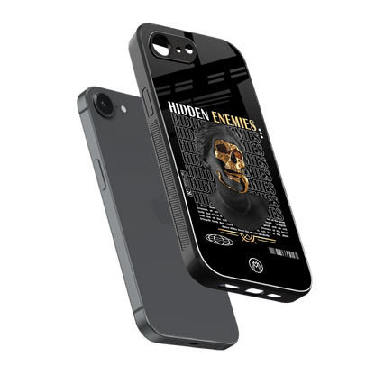 hidden enemies back phone cover | glass case for iphone 16e