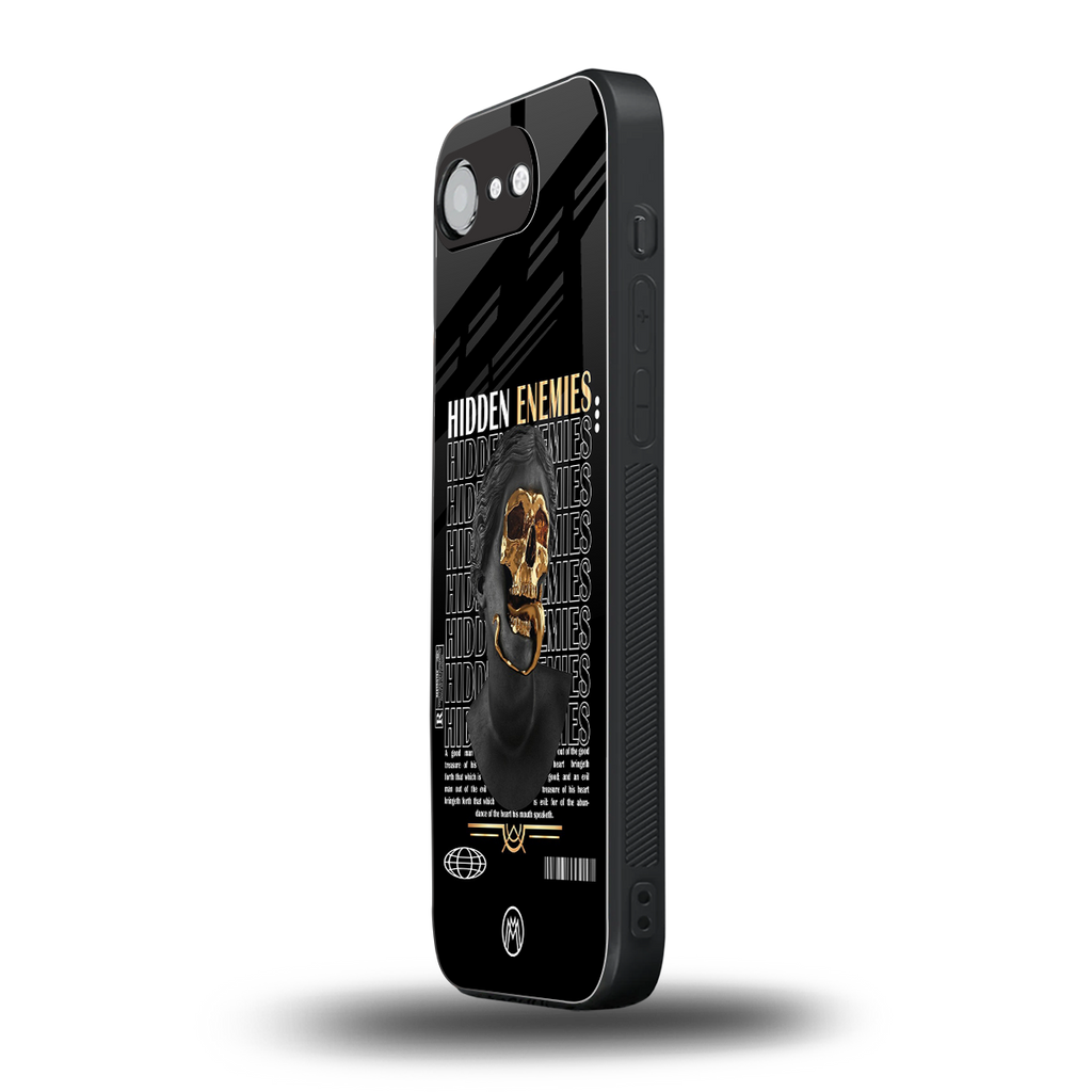 hidden enemies back phone cover | glass case for iphone 16e