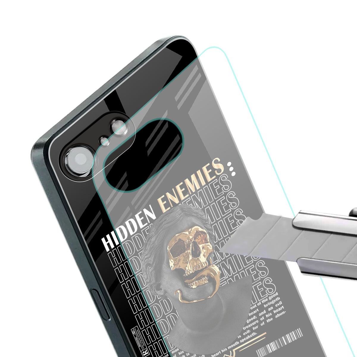 hidden enemies back phone cover | glass case for iphone 16e