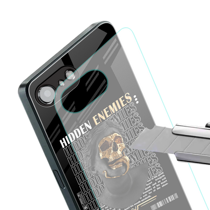 hidden enemies back phone cover | glass case for iphone 16e