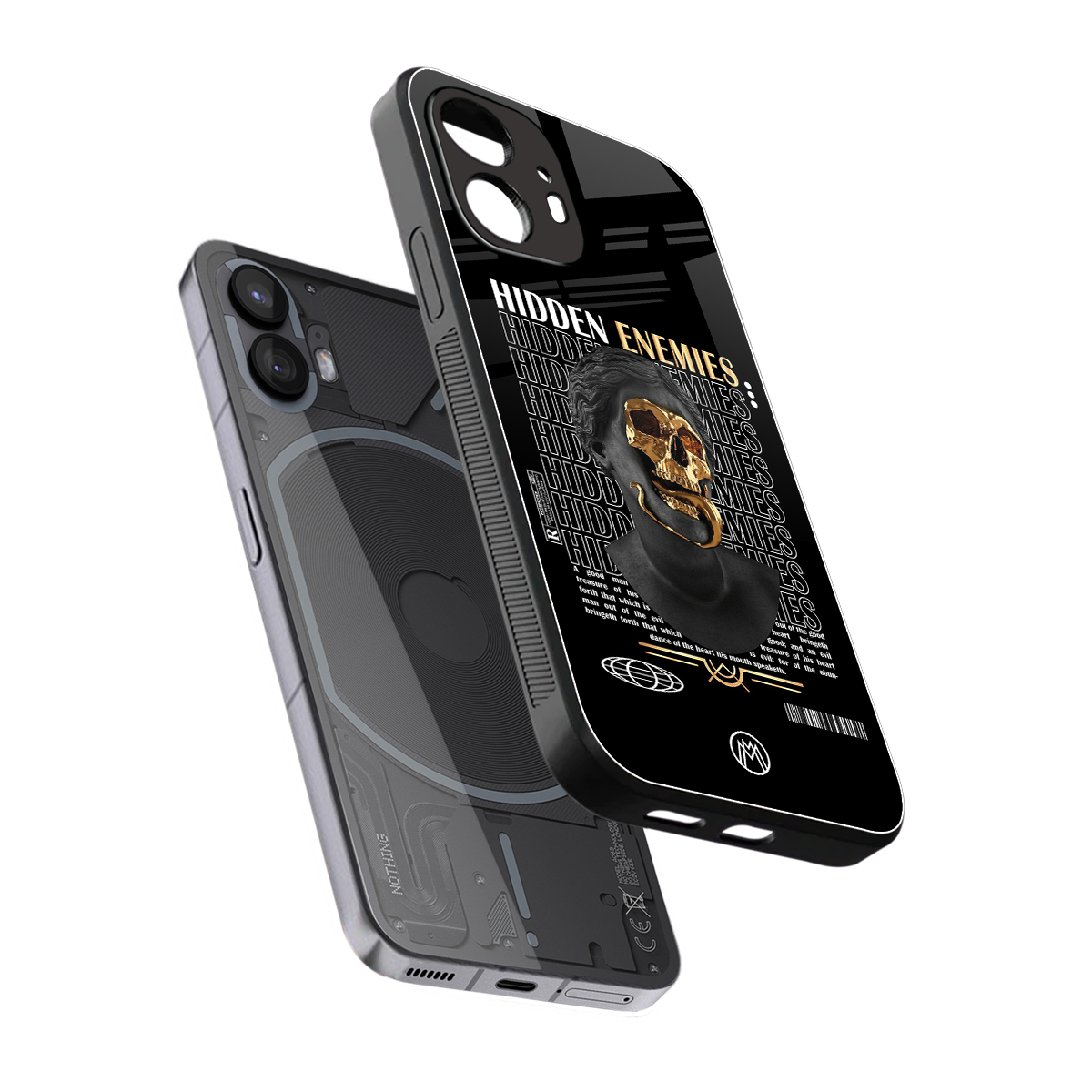 hidden enemies back phone cover | glass case for nothing phone 2