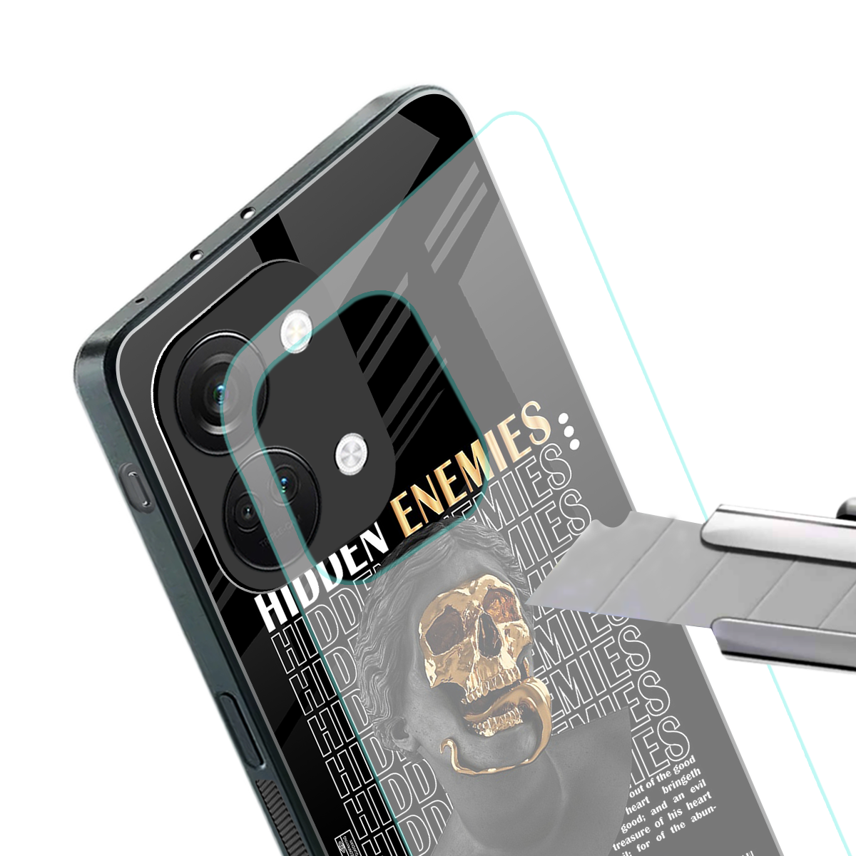 hidden enemies back phone cover | glass case for oneplus nord 3