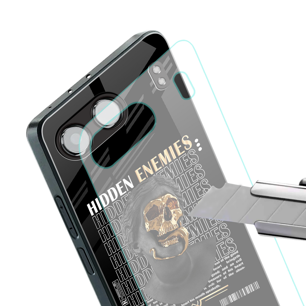 hidden enemies back phone cover | glass case for oneplus nord 4