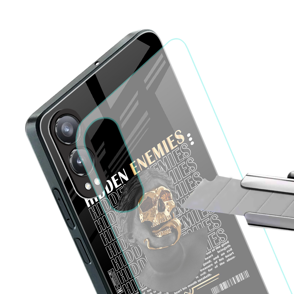 hidden enemies back phone cover | glass case for oneplus nord ce 4 lite
