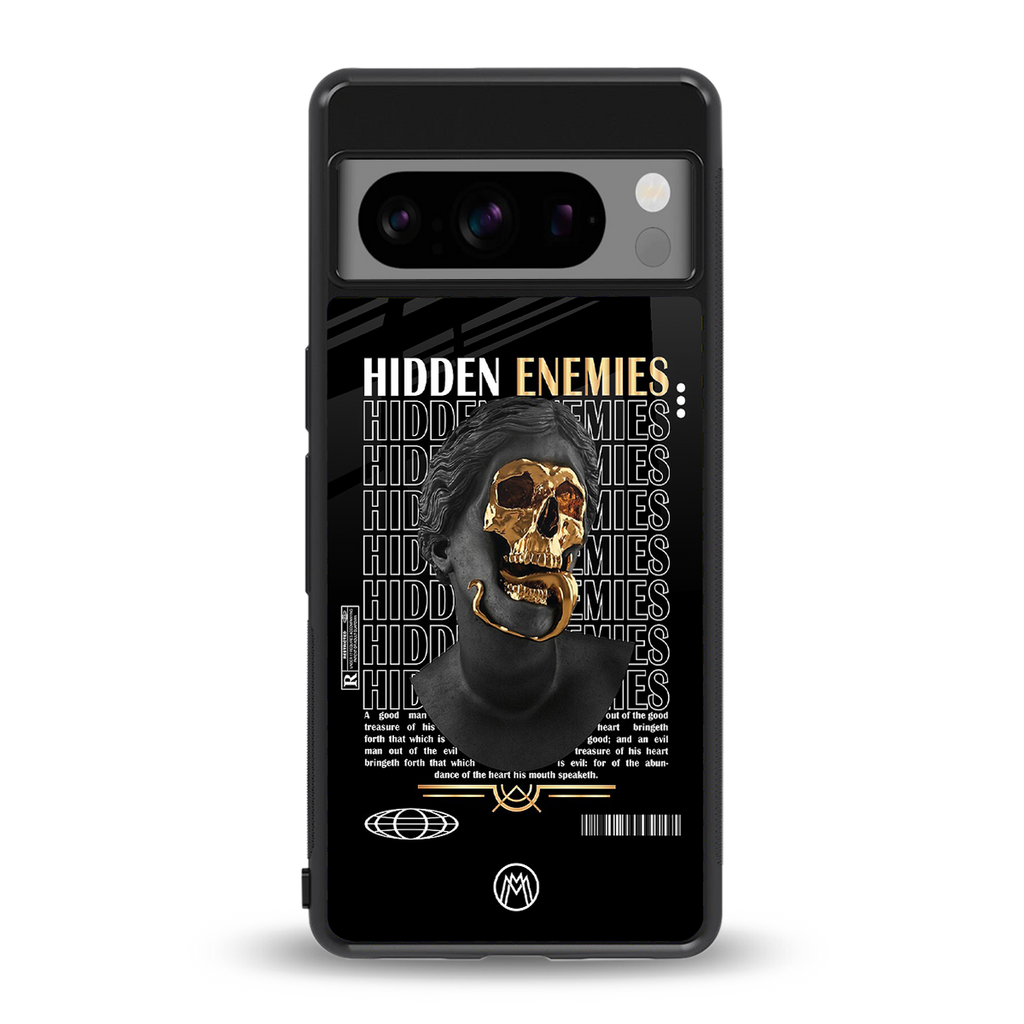 hidden enemies back phone cover | glass case for google pixel 8 pro