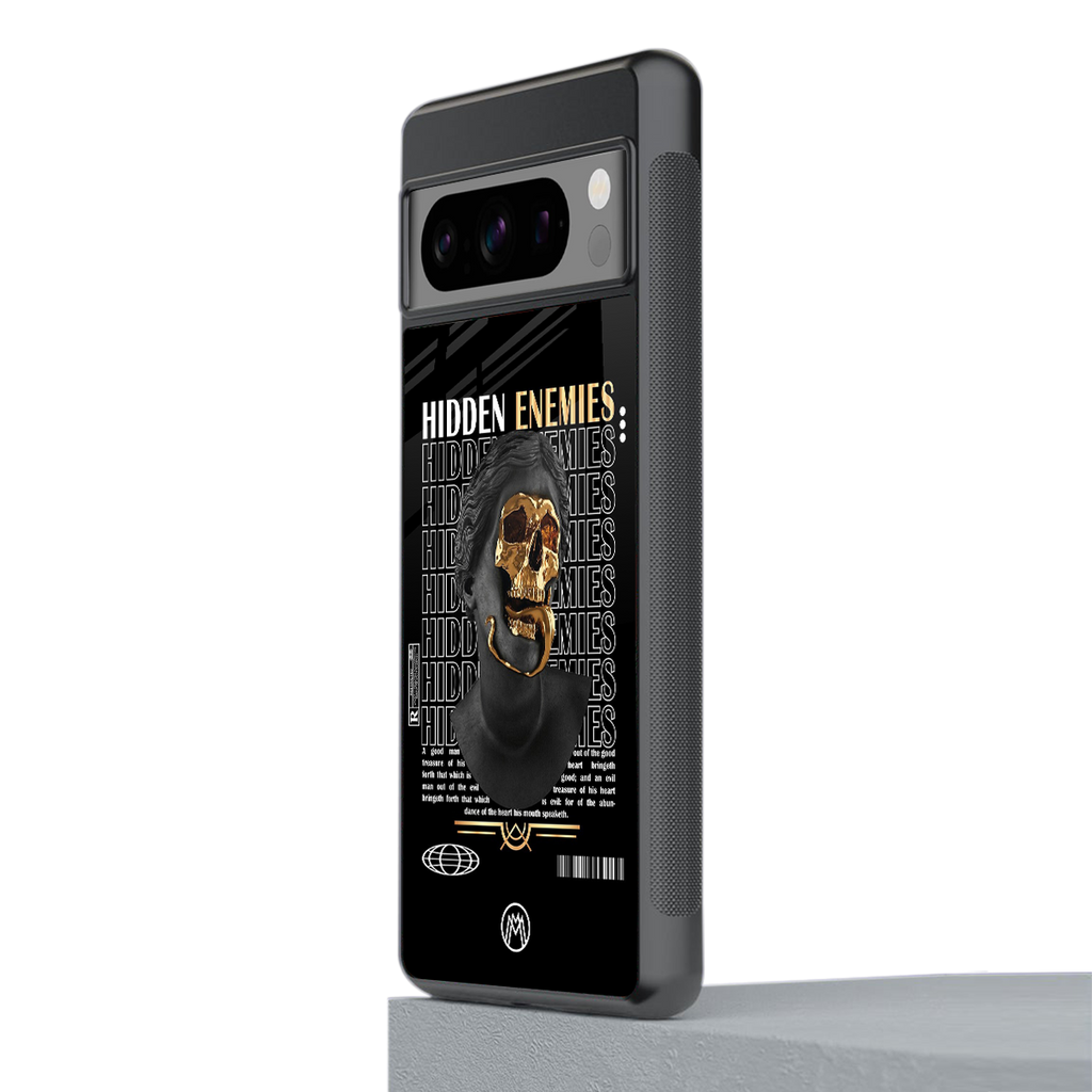 hidden enemies back phone cover | glass case for google pixel 8 pro