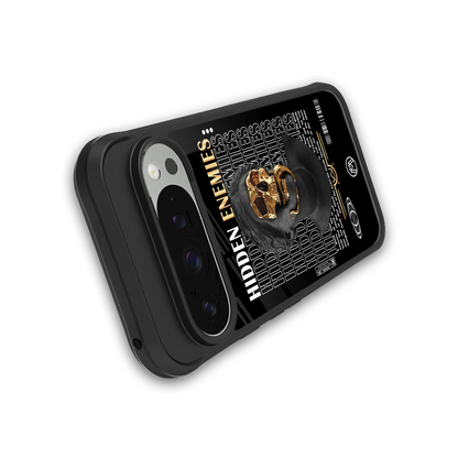 hidden enemies back phone cover | glass case for google pixel 9 pro xl