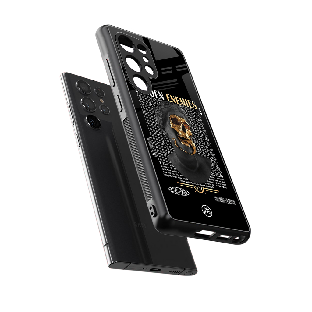 hidden enemies back phone cover | glass case for samsung galaxy s25 ultra