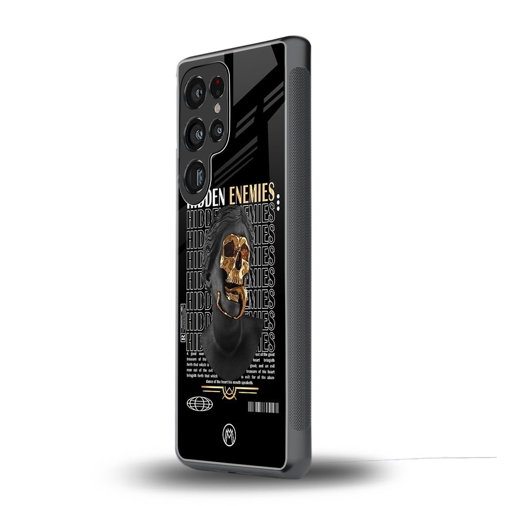 hidden enemies back phone cover | glass case for samsung galaxy s25 ultra