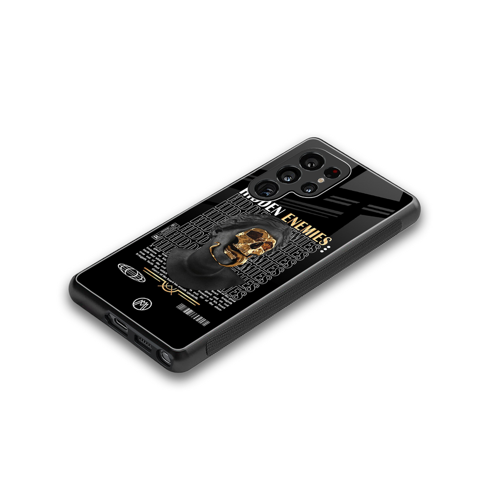 hidden enemies back phone cover | glass case for samsung galaxy s25 ultra