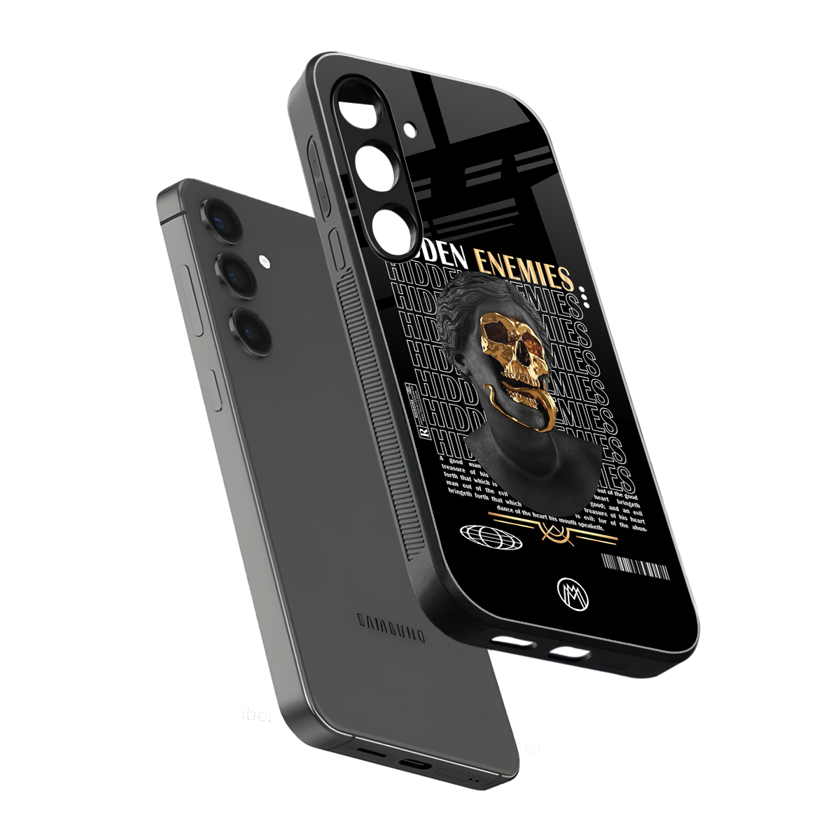 hidden enemies back phone cover | glass case for samsung galaxy s24 plus