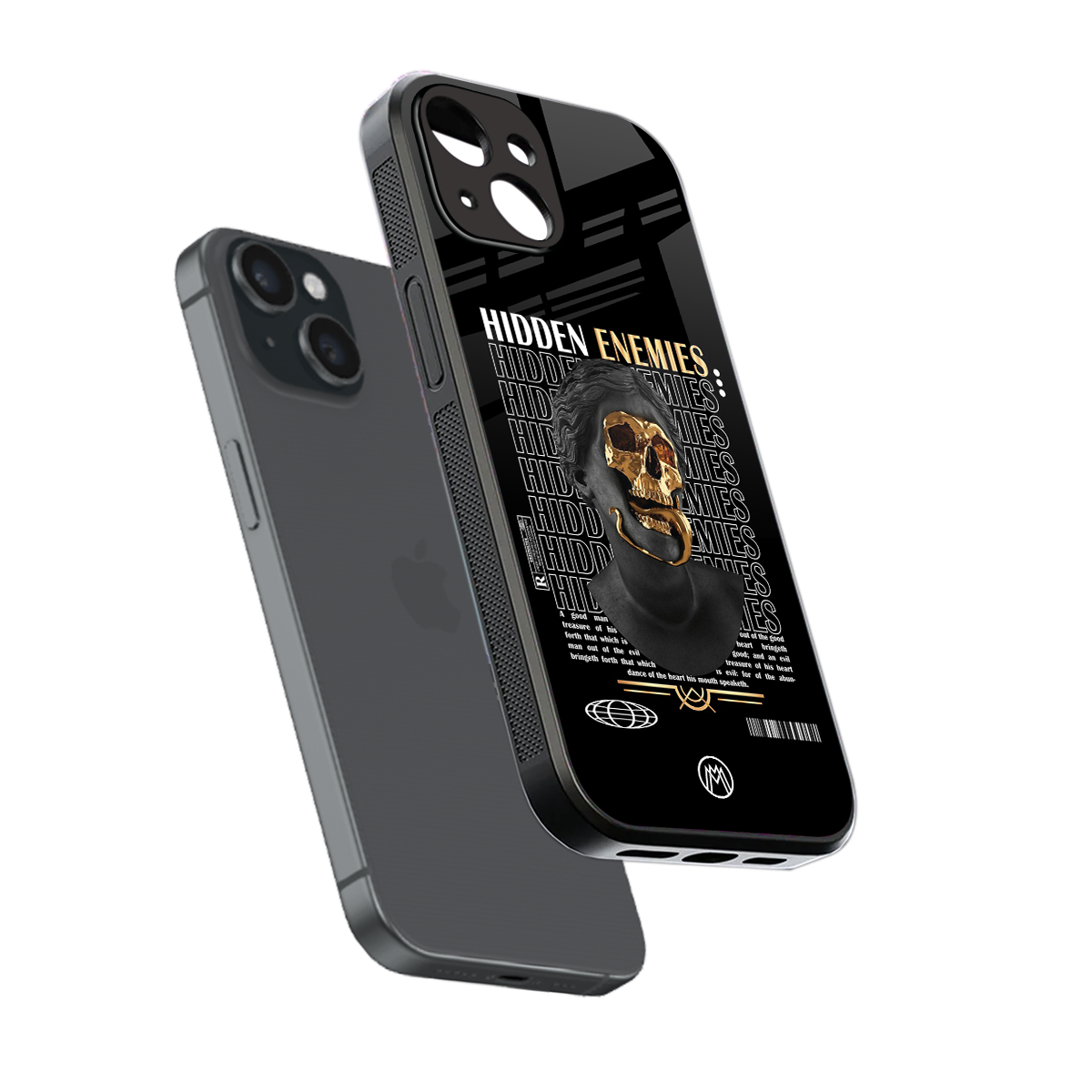 hidden enemies back phone cover | glass case for iphone 15