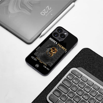 hidden enemies back phone cover | glass case for iphone 16
