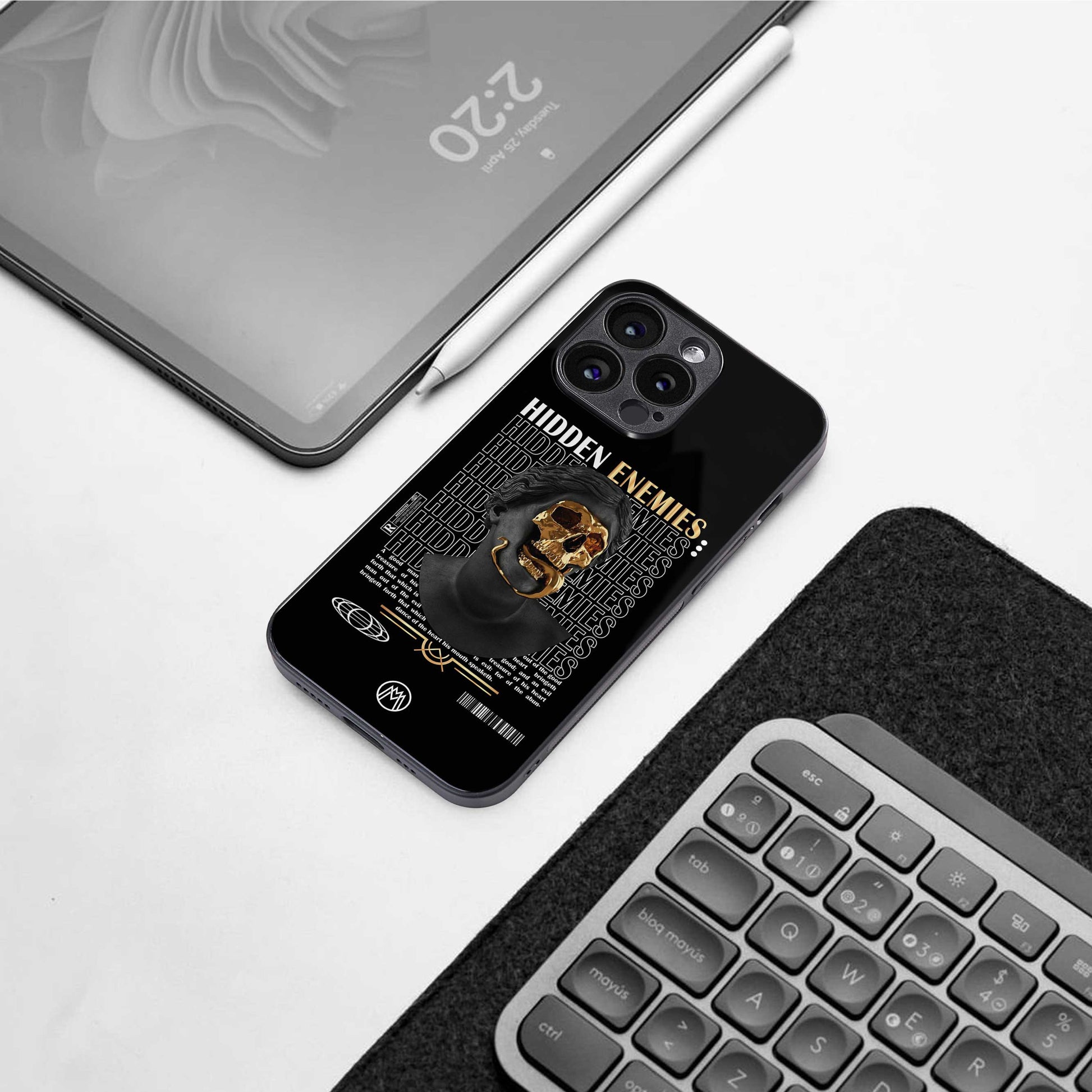 hidden enemies back phone cover | glass case for iphone 13 pro max