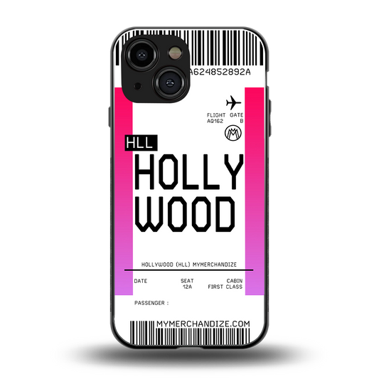 hollywood boarding pass ticket back phone cover | glass case for iphone 13 mini