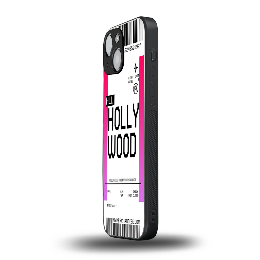 hollywood boarding pass ticket back phone cover | glass case for iphone 13 mini