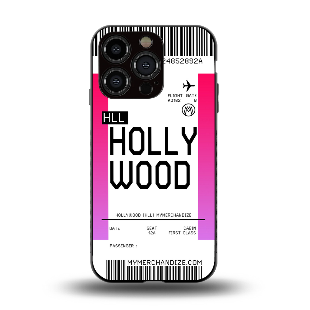 hollywood boarding pass ticket back phone cover | glass case for iphone 13 pro