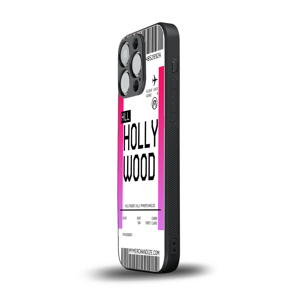 hollywood boarding pass ticket back phone cover | glass case for iphone 13 pro