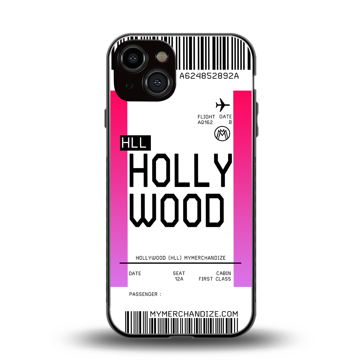 hollywood boarding pass ticket back phone cover | glass case for iphone 13