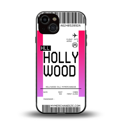 hollywood boarding pass ticket back phone cover | glass case for iphone 13