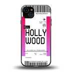 hollywood boarding pass ticket back phone cover | glass case for iphone 15 plus