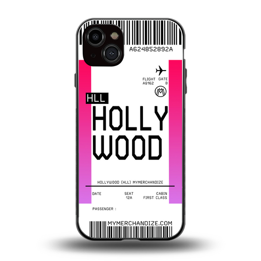 hollywood boarding pass ticket back phone cover | glass case for iphone 14 plus