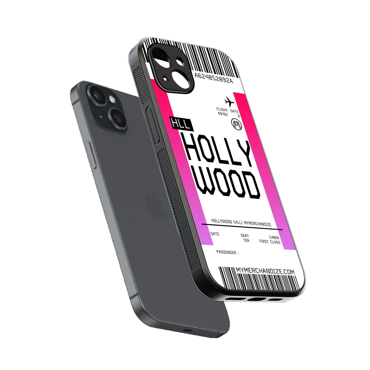 hollywood boarding pass ticket back phone cover | glass case for iphone 15 plus