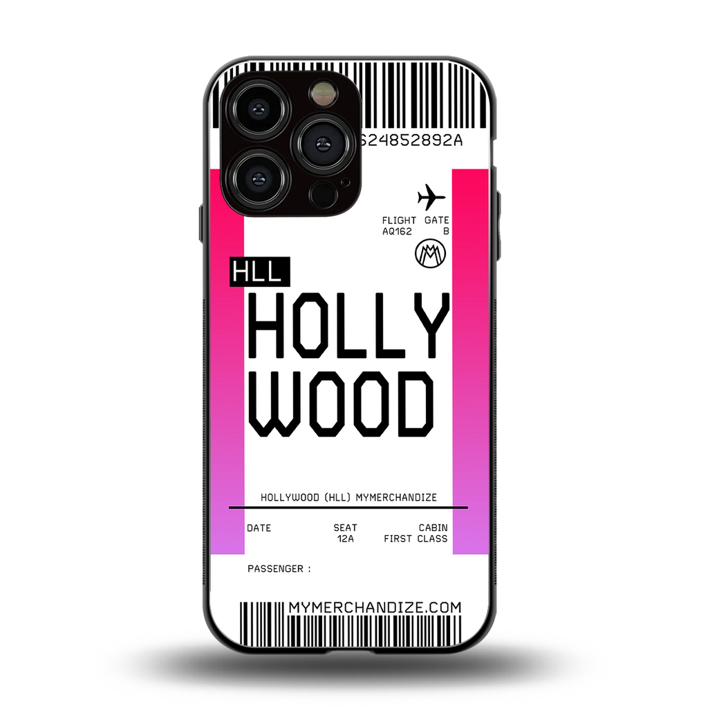 hollywood boarding pass ticket back phone cover | glass case for iphone 14 pro max