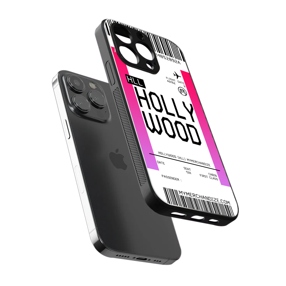 hollywood boarding pass ticket back phone cover | glass case for iphone 15 pro max