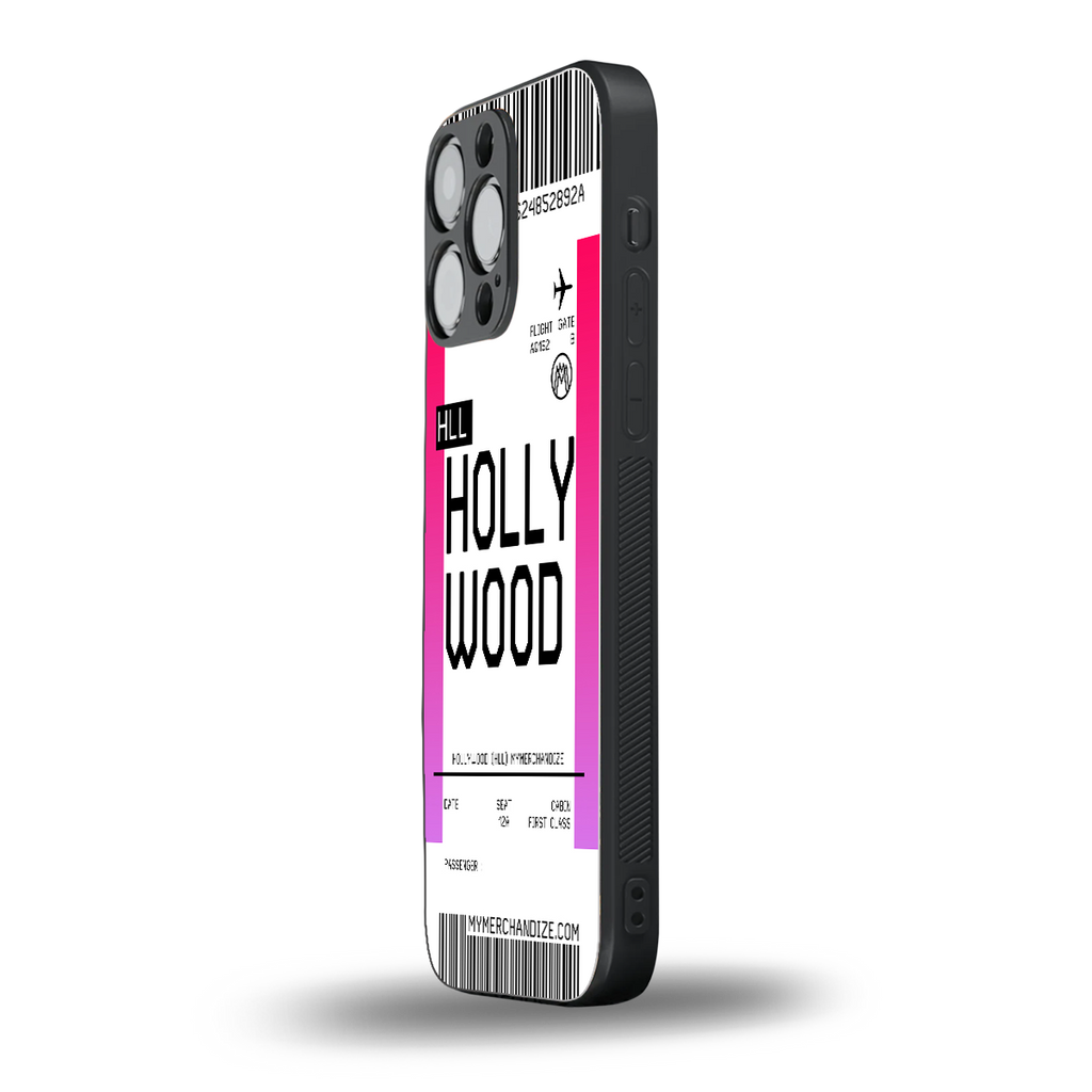 hollywood boarding pass ticket back phone cover | glass case for iphone 14 pro max