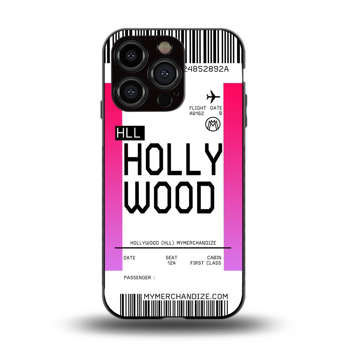 hollywood boarding pass ticket back phone cover | glass case for iphone 15 pro