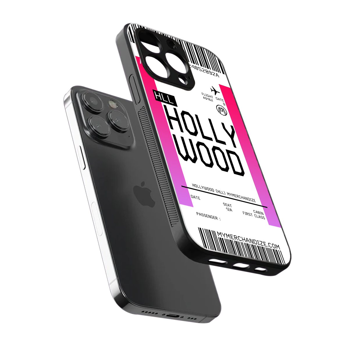 hollywood boarding pass ticket back phone cover | glass case for iphone 15 pro
