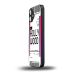 hollywood boarding pass ticket back phone cover | glass case for iphone 16 plus