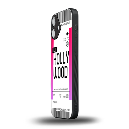 hollywood boarding pass ticket back phone cover | glass case for iphone 16 plus