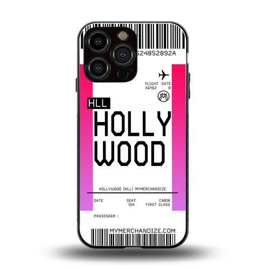 hollywood boarding pass ticket back phone cover | glass case for iphone 16 pro max
