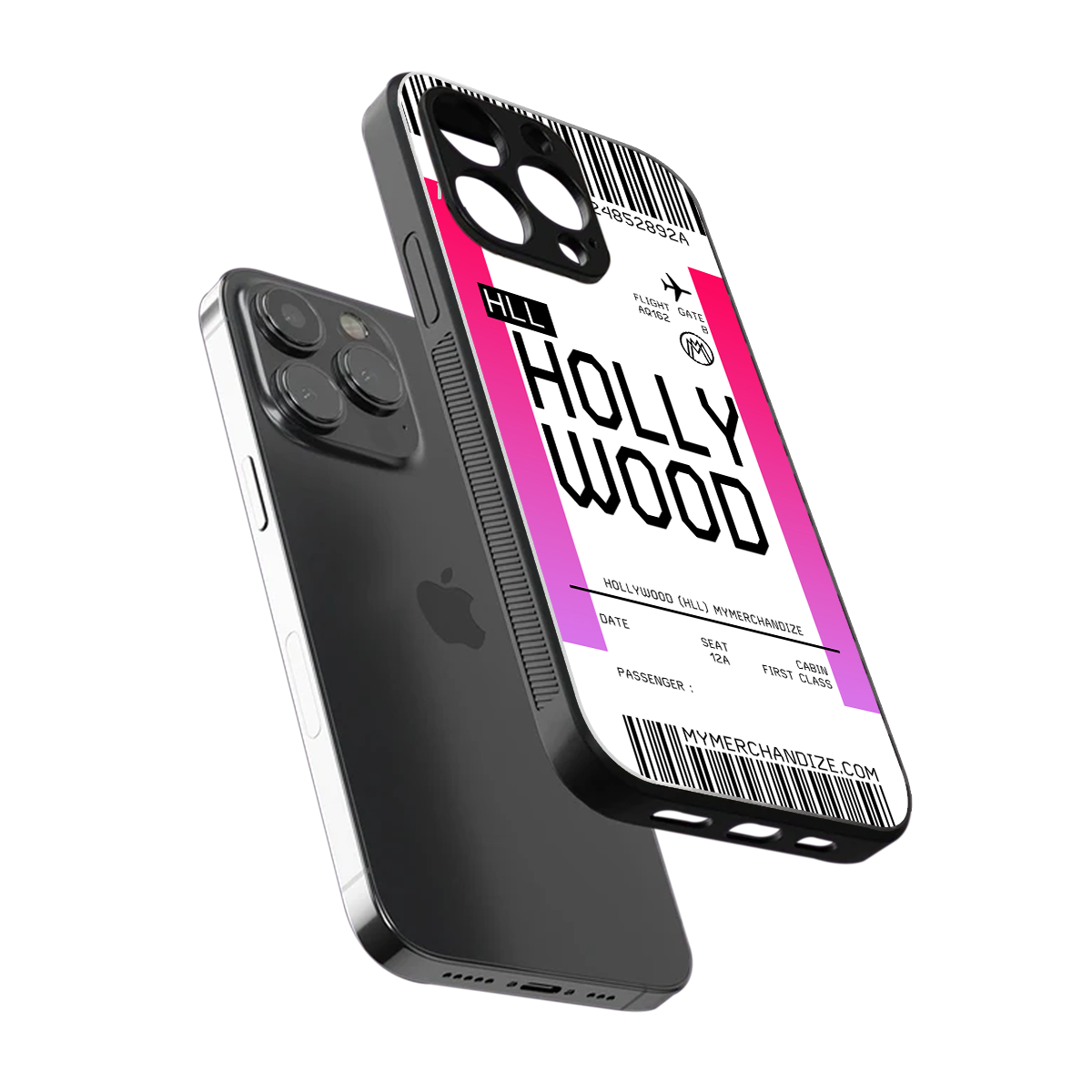 hollywood boarding pass ticket back phone cover | glass case for iphone 16 pro max