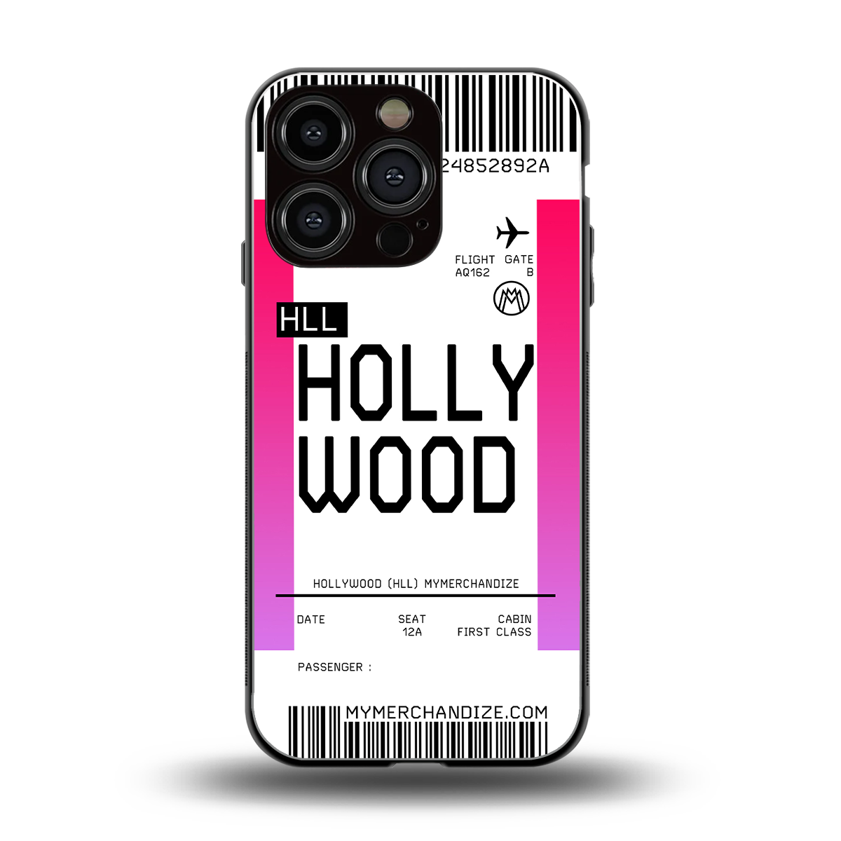 hollywood boarding pass ticket back phone cover | glass case for iphone 16 pro