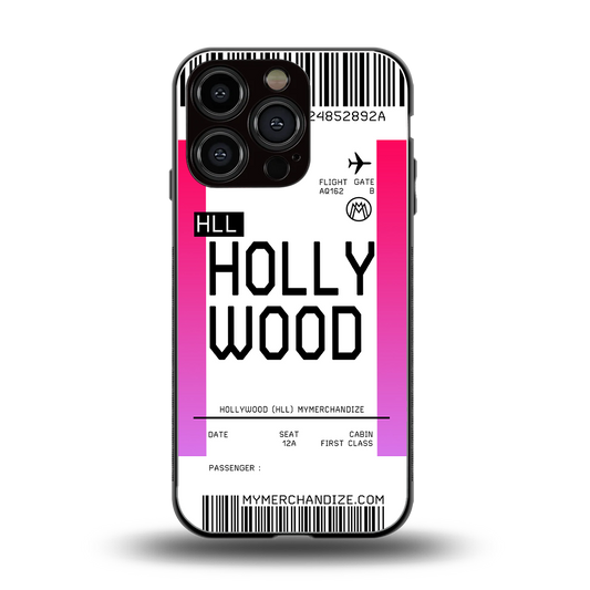 hollywood boarding pass ticket back phone cover | glass case for iphone 16 pro