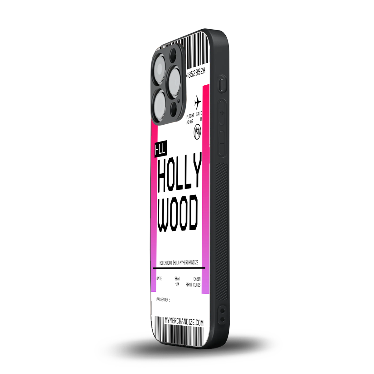 hollywood boarding pass ticket back phone cover | glass case for iphone 16 pro